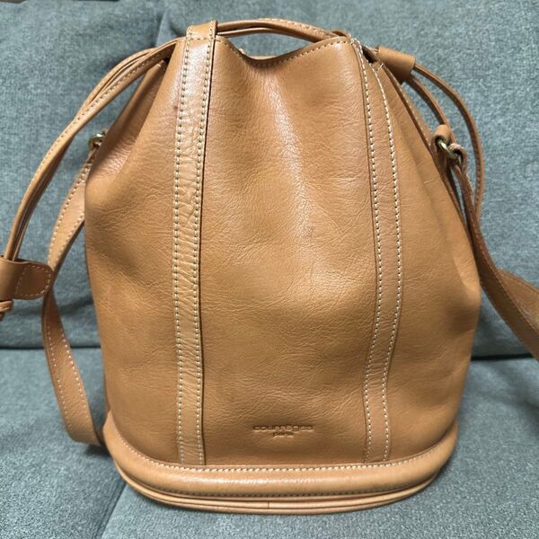 courreges 巾着バッグ ベージュ レザー