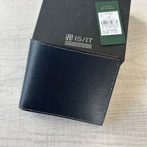 【新品】IS/IT 二つ折り財布 ペッパー 牛革 ネイビー イズイット 定価¥13200