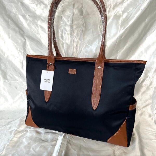 【新品】TAKEO KIKUCHI フライト ビジネストートバッグ ビジネスバッグ ネイビー タケオキクチ 定価¥31900
