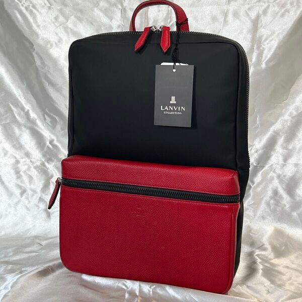 【新品 送料無料】LANVIN エクラ ビジネスリュック リュックサック 牛革 A4サイズ レッド 定価¥38500