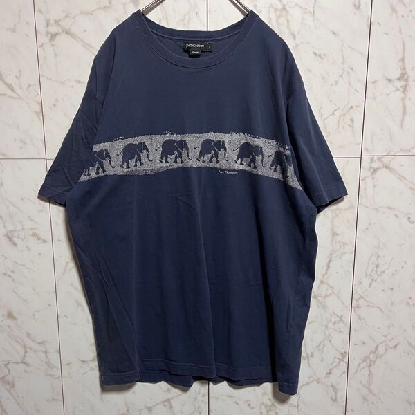 JIM THOMPSONジムトンプソン 象プリント ネイビー Tシャツ Lサイズ 半袖Tシャツ クルーネック
