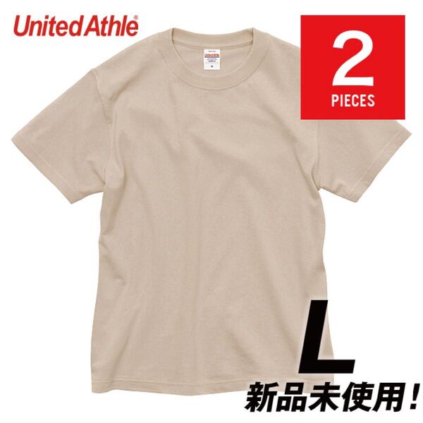 【2枚セット】Tシャツ 半袖 厚手 ヘヴィーウェイト6.0オンス 綿100%【4208-01】L サンドベージュ 圧縮発送