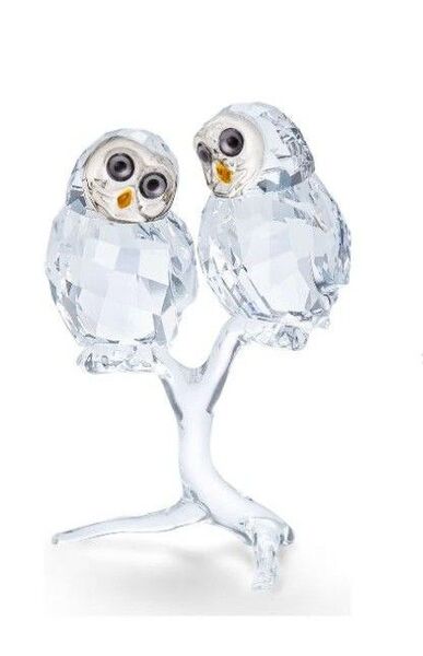 美品 スワロフスキー フクロウのカップル 箱付 Owl Couple