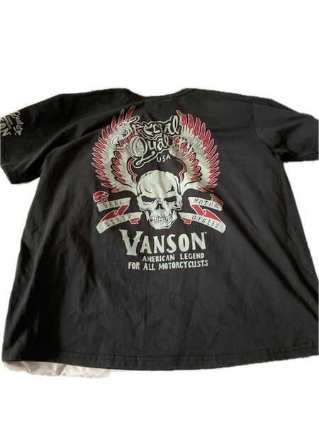 VANSON TシャツスカルUSAブラック