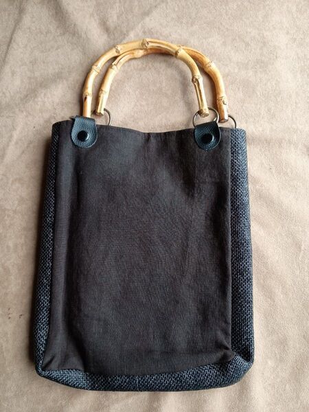 竹手 手提げ信玄袋 バッグ サイズ 縦約27cm 横約20cm マチ約4cm