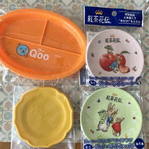 Qooノベルティ皿&紅茶花伝ピーターラビットミニプレート 、マクドナルドミニプレート4個セット
