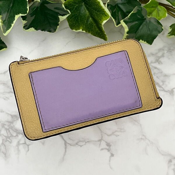 LOEWE ロエベ コインカードホルダー コインケース イエロー/パープル カードケース
