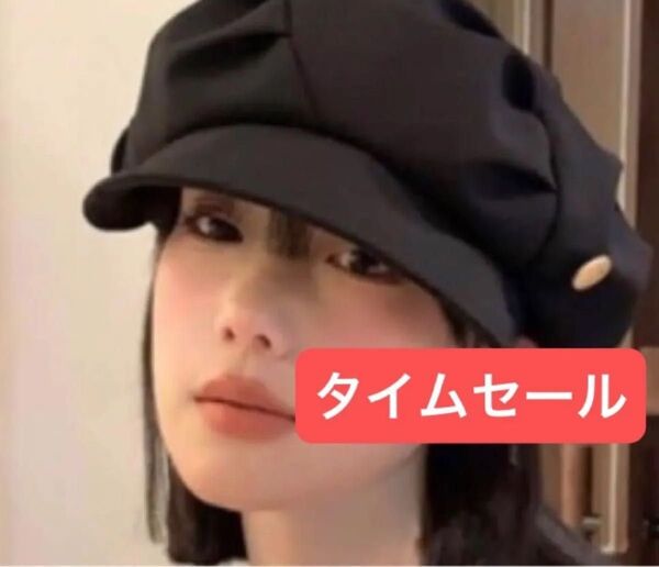 黒キャスケット 帽子 レディース 春夏 大人可愛い UVカット 新品 ベレー帽