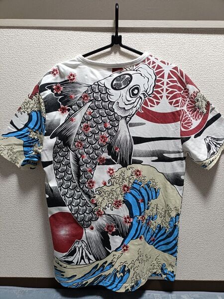 インフィニティ tシャツ Lサイズ 和柄 錦鯉 家紋 胤富仁帝 桜 刺繍 コットン100%