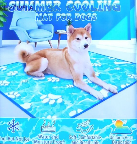 肉球柄 ペット用ひんやりクールマット 【約55cmx約70cm】