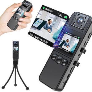 高画質 小型ビデオカメラ ビデオカメラ ハンディカメラ 動画撮影用カメラ 1600mAh 大容量 スタンド付き 180°回転レンズ