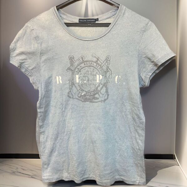 ラルフローレン グレー プリント 半袖Tシャツ L