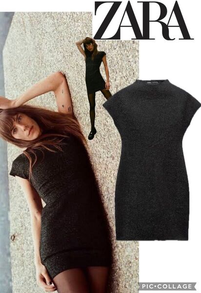 完売品 新品 タグ付き ZARA ザラ グリッター ラメ ニットワンピース