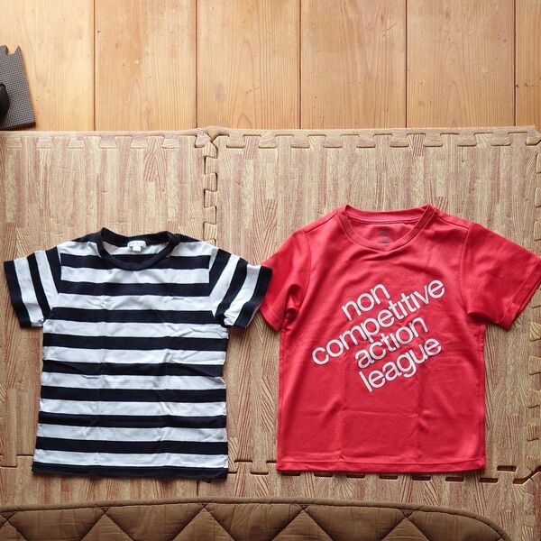 子供服 Tシャツ ボーダー柄 ロゴ入り 2枚セット