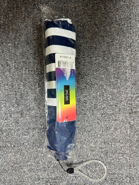 Waterfront 折りたたみ傘 ボーダー柄 ネイビー×ホワイト 未使用
