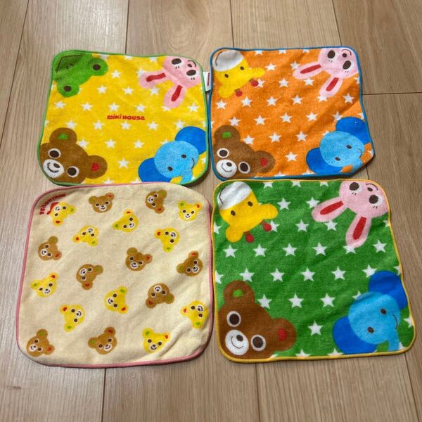 【新品未使用】ミキハウス ミニタオル 4枚セット miki HOUSE くま タオルハンカチ
