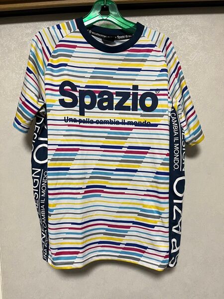 spazio(スパッツィオ) マルチボーダープラシャツ プラクティスシャツ 半袖 白地