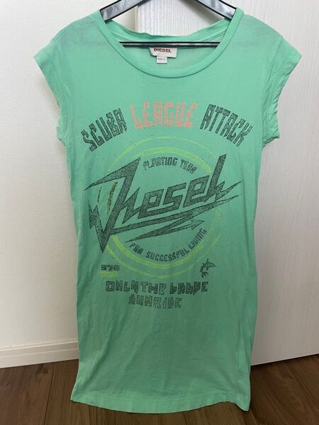 ディーゼル DIESEL Tシャツ 半袖 古着 レディース Sサイズ ワンピース グリーン カットソー