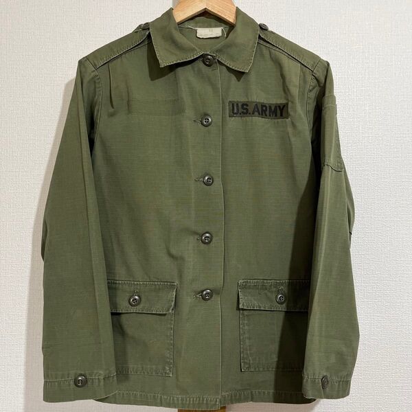 古着 長袖シャツ ミリタリー OG107 リップストップ ボックスシルエット レディース オリーブグリーン u.s.army