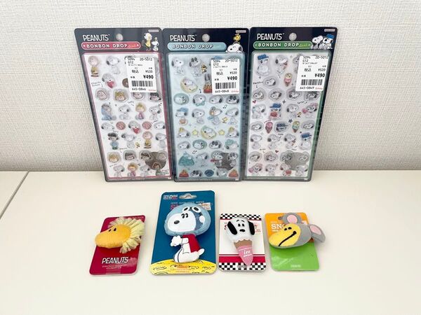PEANUTS SNOOPY スヌーピー ボンボンドロップシール ウッドストック アイス ぬいぐるみバッジ アストロノーツ ねずみ