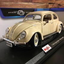 TA01 新品 Maisto 1/18 マイスト VW Volks Wagen Kafer-Beetle 1955 ビートル オーバル アイボリー_画像1