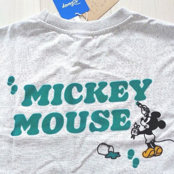 未使用 新品 DISNEY MICKEY MOUSE ディズニー ミッキーマウス Tシャツ ライトグレー M
