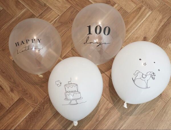 おしゃれな100日祝いのバースデーバルーン 5点セット 誕生日 風船 飾り付け 装飾 100days プチプラ