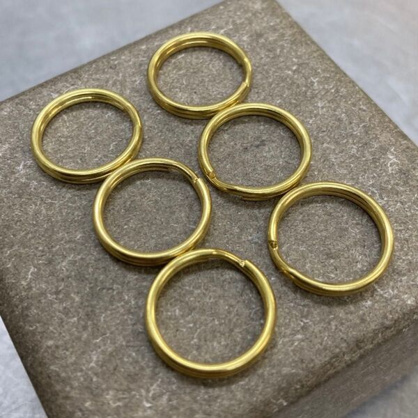 6点セット 真鍮製二重リング 直径15mm キーホルダー