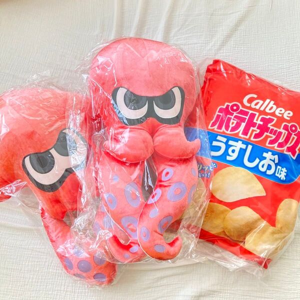 新品 未開封 スプラトゥーン3 ダイカットクッション レッド タコ イカ ポテトチップス ぬいぐるみ セット