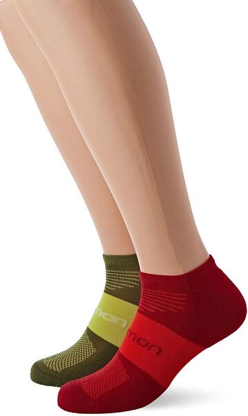 Salomon サロモン ランニングソックス ソニック2パック レッド(赤)&グリーン(緑) ユニセックスS 22〜24cm 新品