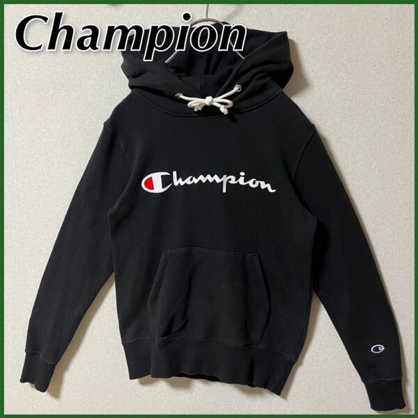 【Champion】 チャンピオン プルオーバーパーカー レディース M ブラック シグネイチャロゴ