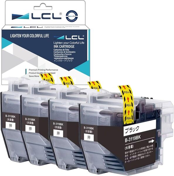 (新品:4個) LCL LC3119 互換インク Brother用 ブラザー用 LC3119BK ブラック 増量版