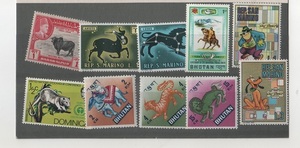  world. animal stamp unused 10 kind (b- tongue,do Minica, saury lino etc. )