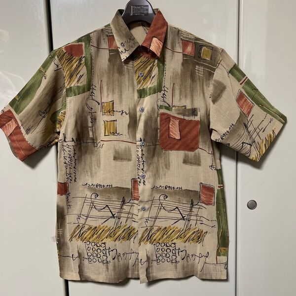 90s 古着 貴公子 アートプリント 半袖シャツ レトロ 日本製