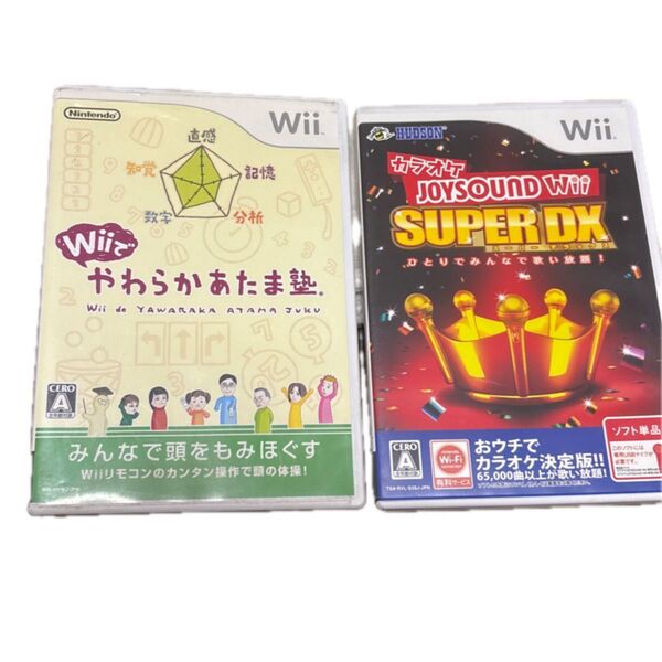 Wii ソフト 2本セット やわらかあたま塾 カラオケJOYSOUNDスーパーデラックス