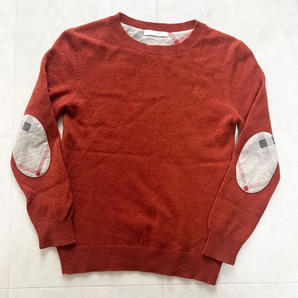☆バーバリー BURBERRY カシミヤ ニット セーター キッズ 子供 140cm エルボーパッチ
