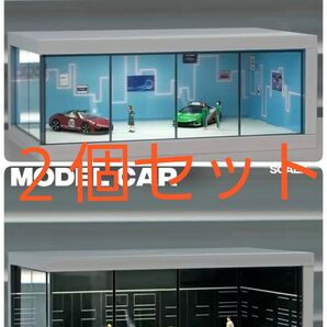 1/64 ミニカー ディスプレイ LED照明付き 青背景、黒背景の2個セット トミカ ジオラマ ショーケース 飾り棚