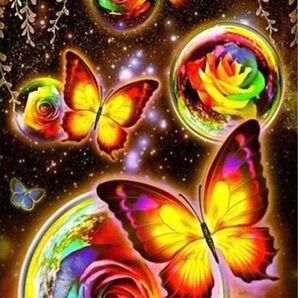 お勧め!ALL オーロラビーズ ダイヤモンドアートキット A3 四角 蝶々