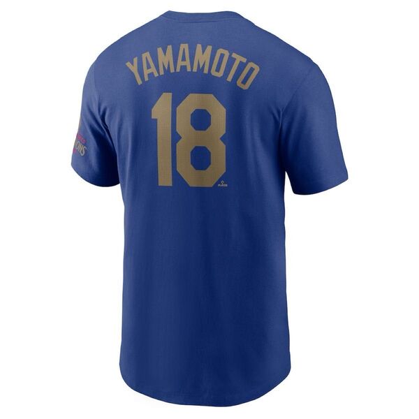 山本由伸ドジャースナイキ2025ゴールド コレクション Tシャツ Lサイズ- ロイヤル
