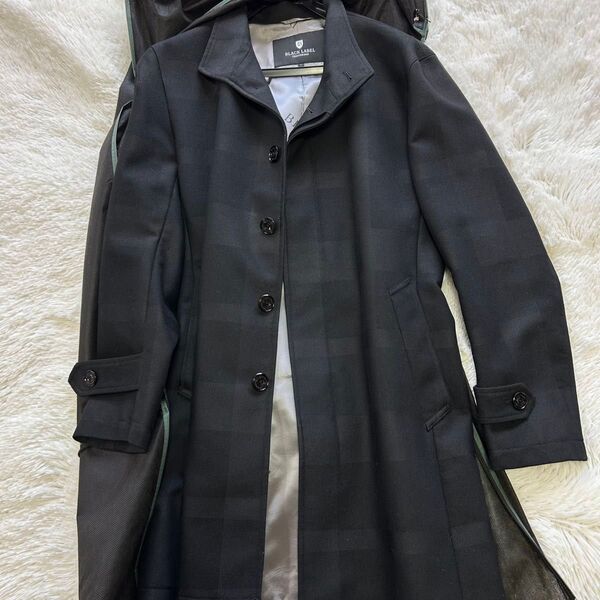 BLACK LABEL CRESTBRIDGE ステンカラーコート LLチェック ブラック BURBERRY ロング