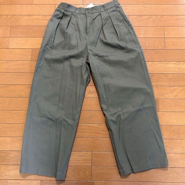 カーキ色 ワイドパンツ l リラックスストレートフィット