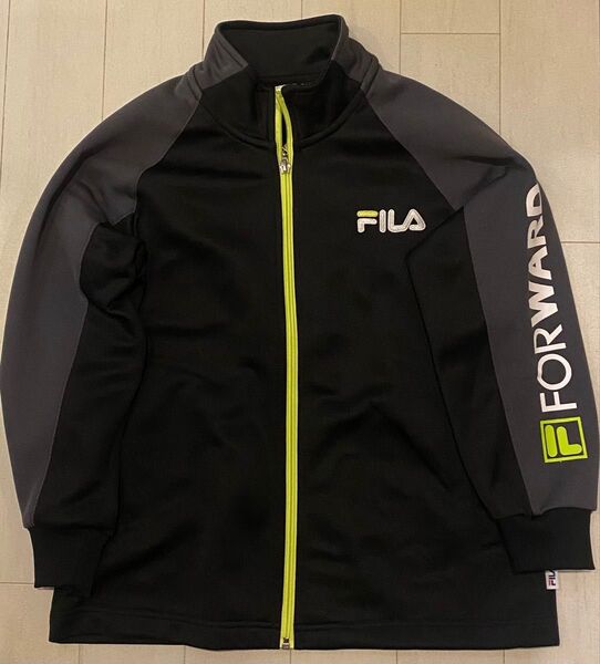 140cm ジャージ上下セット 春秋 キッズ 小学校 私服 洗い替え ブラック FILA