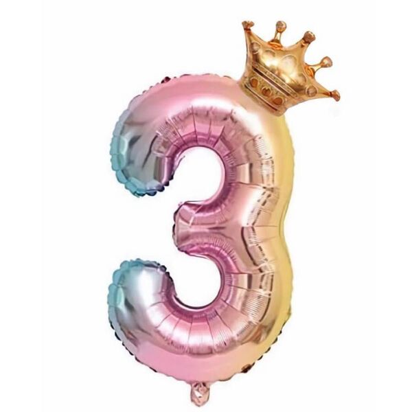 誕生日 3 バルーン 数字 32インチ レインボー 風船 セット バースデー
