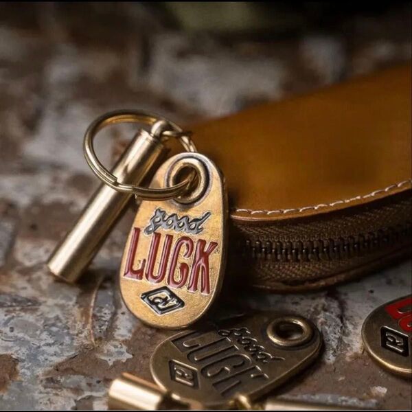 真鍮 キーホルダー キーリング チャーム ヴィンテージ ハンドメイド グッドラック GoodLuck アンティーク アメカジ