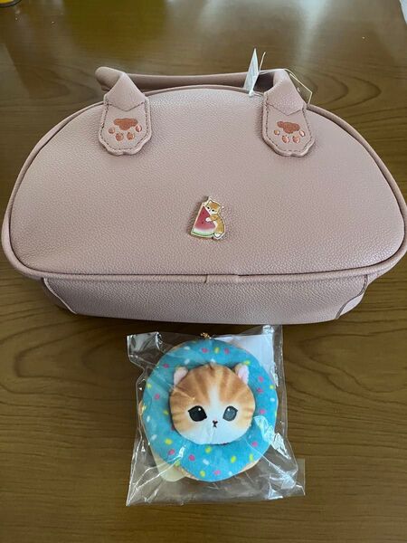 【新品】おまけ付きモフサンドmofusand ショルダー紐ハンドバッグ タグ付き未使用品 ドーナツにゃん もぎたてにゃん すいか