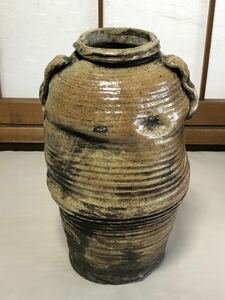 【古窯変わり形二重双耳壺】　古色景色　蔵出し品　　K0317A