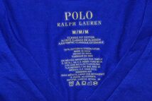 ☆US古着 POLO Ralph Lauren ラルフローレン Vネック Tシャツ ポニーロゴ刺繍 ブルー青【M】　　　　　◆2260◆_画像4