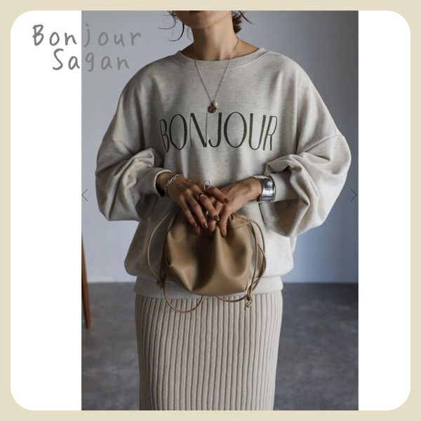 【新品タグ付き】BONJOURロゴスウェット/ オートミール Bonjour Sagan