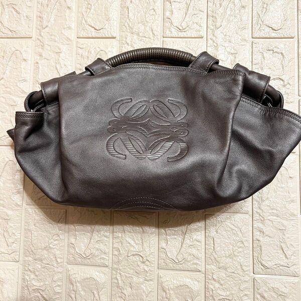 LOEWE ロエベ ナッパアイレ シルバー ハンドバッグ レザー 美品