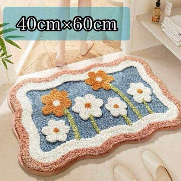 赤字覚悟価格☆ 花 かわいい フラワー 玄関マット トイレ バスマット 浴室マット インテリア 花柄 おしゃれ 華やか 北欧風